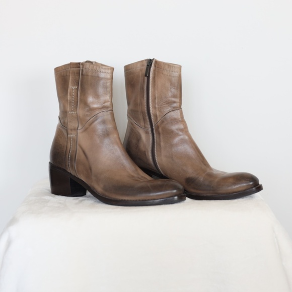 Angelo Bervicato Italian Leather Brown Ankle Boots - Size 39.5 (EU) 9 (US) - Picture 1 of 8